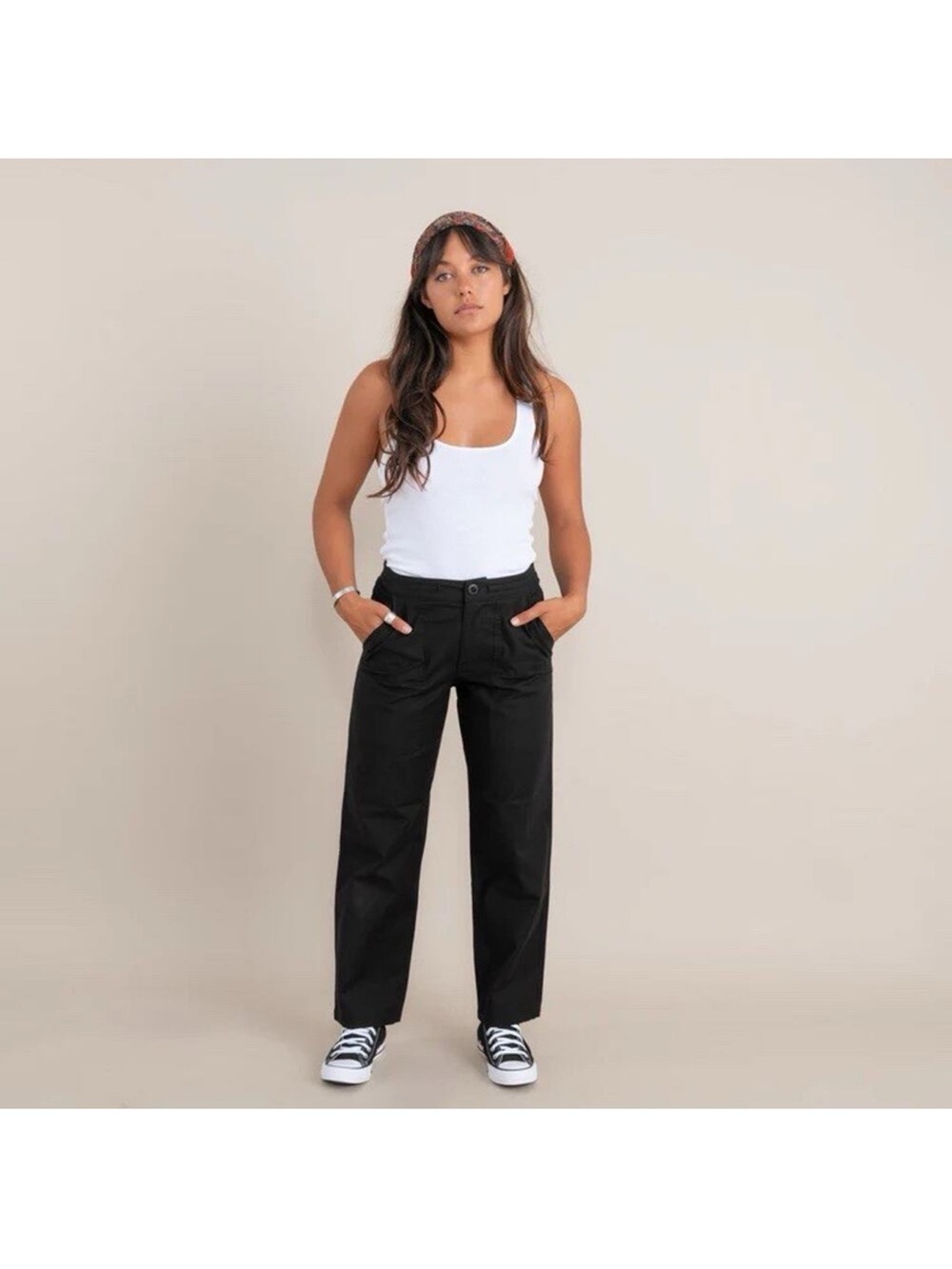 Roark The Layover Pant Straight Black Cotton Drawstring Pockets Women’s 27 NEW